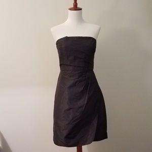 Jcrew black silk strapless dress